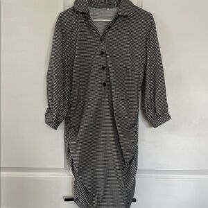 Black and White Checkered Button-Up Dress